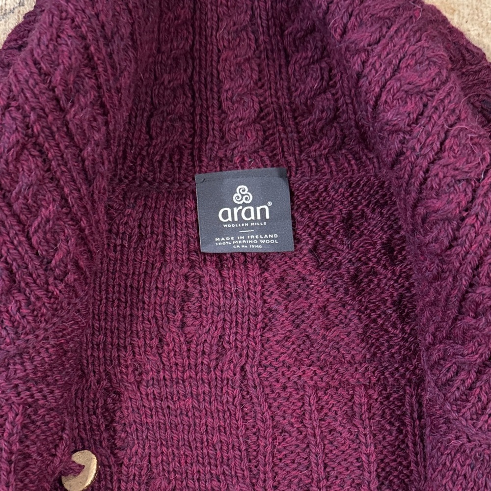 Aran Crafts Medium Women's Heathered Raspberry Knit Sweater - Picture 2 of 4